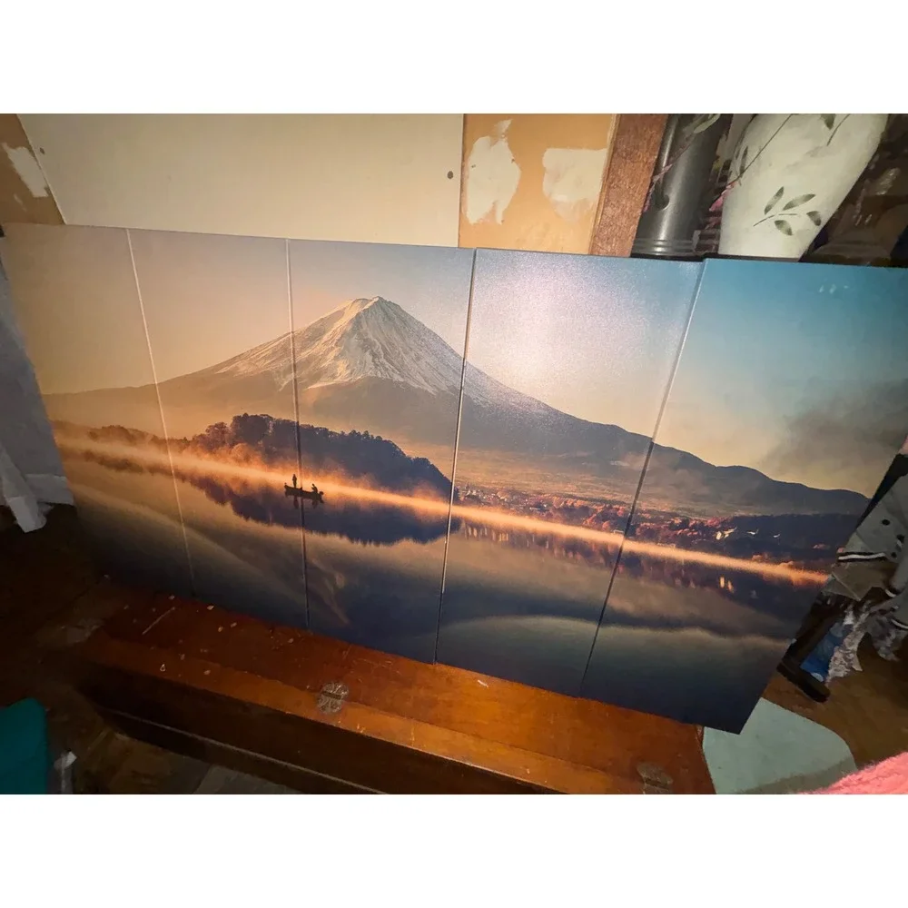 Mount Fuji 5 Panel Canvas Wall Art Set Panoramic Japan Landscape Sunrise 55x30